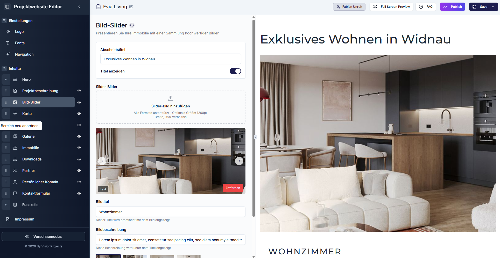 Bild-Slider konfigurieren